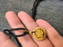 中國黃金（CHINA GOLD）黃金吊墜足金平安扣轉運珠吊墜項鏈男女款編繩掛墜送女友生日禮物 蓮花平安扣約0.8g+金邊黑繩 曬單實(shí)拍圖
