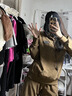 啄木鳥(niǎo)品牌運動(dòng)套裝女加絨加厚秋冬休閑女裝冬季燈芯絨衛衣兩件套 淺咖(加絨款) 2XL (推薦125-140斤) 曬單實(shí)拍圖