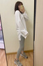 嫻柔    白色t恤女秋冬寬松內搭疊穿長(cháng)袖圓領(lǐng)打底衫中長(cháng)款下擺開(kāi)叉 白色開(kāi)叉款 M 曬單實(shí)拍圖