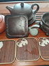 瓷牌茗茶具（cipaiming teaset）黑檀色仿桐木茶杯墊家用現(xiàn)代隔熱墊片品茗小號隔茶墊功夫茶具配件 黑檀色仿桐木六片方鑲錫三圖墊托 曬單實拍圖