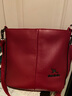 袋鼠（KANGAROO）檢漏眞皮流蘇水桶包2026上新女士斜跨單肩包時(shí)尚范小拼接氣質(zhì)女包 紅色 曬單實(shí)拍圖