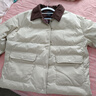 茵曼（INMAN）撞色翻領(lǐng)棉服外套2025秋季女裝新款加厚面包服短款大衣上衣 杏色 XL 曬單實拍圖