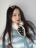 玉柳緣 圍巾女冬季韓版潮百搭保暖毛絨圍巾波點(diǎn)毛絨交叉護(hù)頸小圍脖 米色 尺寸約75*9CM 曬單實(shí)拍圖