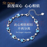 中國珠寶銀手鏈女s925銀藍(lán)鋯石海洋之心銀手鏈送女友老婆情人節(jié)生日禮物 藍(lán)鋯石愛心手鏈約5.8克 曬單實拍圖