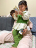 幼歌（YOUGE） 女童裙擺式娃娃衫背心套裝兒童森系彈力云朵褲馬甲 草綠背心 100 cm 曬單實(shí)拍圖