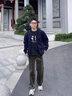 哈吉斯（HAZZYS）男裝 秋冬款簡(jiǎn)約休閑男外套拉鏈開(kāi)衫連帽衛衣男ABTZE0CDX33 深藏青色DN XL （180/100A 50） 曬單實(shí)拍圖