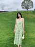 茵曼（INMAN）薄荷曼波法式碎花吊帶連衣裙套裝2025春秋季女裝新品氣質(zhì)長(cháng) 青綠 S 曬單實(shí)拍圖
