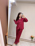 金三塔真絲睡衣女19姆米100%桑蠶絲外穿絲滑親膚兩件套裝禮物 19姆米女士焦糖紅 L 曬單實(shí)拍圖