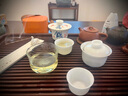 凝雅輕奢冰種玉瓷蓋碗旅行茶具套裝羊脂玉白瓷茶杯戶外露營辦公室禮品 冰種玉瓷蓋碗旅行-橙色包 一壺2杯 曬單實(shí)拍圖