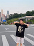 真維斯（Jeanswest）歐美潮牌短袖t恤男夏季純棉衣服大碼森系學(xué)生oversize時(shí)尚文化衫  黑色(大朦朧油彩) XL (180) (不起球不掉色) 曬單實(shí)拍圖