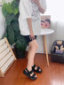 達(dá)芙妮厚底涼鞋女款夏季2024新款魔術(shù)貼沙灘涼鞋百搭配裙子外穿休閑涼鞋 黑色 37 曬單實(shí)拍圖