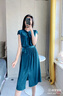 clotho Rennie品牌女裝法式連衣裙女2025年夏季新款氣質(zhì)優(yōu)雅系帶收腰顯瘦A字裙 藏青色 M 曬單實(shí)拍圖