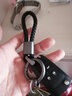 標車(chē)族 編織紋繩汽車(chē)真皮鑰匙扣男女專(zhuān)用于寶馬奔馳奧迪路虎保時(shí)捷大眾 馬鐙款 槍色黑羊皮(送指環(huán)扣) 曬單實(shí)拍圖