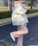 予瑾假兩件羽絨服女2024新款冬季設計感學(xué)生中長(cháng)款羊羔毛拼接連帽 白色【加厚】 S 曬單實(shí)拍圖