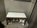 竹山下實(shí)木換鞋凳門(mén)口家用鞋柜坐凳一體輕奢高級感入戶(hù)穿鞋凳可坐可收納 【米白坐墊】原色中號70cm 曬單實(shí)拍圖