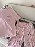 秋鹿睡衣女純棉夏季短袖七分褲圓領(lǐng)休閑舒適家居服女款可外穿套裝 溫馨粉 M /身高150-160體重85-100 曬單實(shí)拍圖