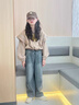 奧米鼠女童加絨牛仔褲秋冬裝2024新款大童加厚闊腿褲兒童冬季一體絨褲子 藍灰 150 cm 曬單實拍圖