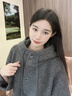 對(duì)白超好看綿羊毛仿皮草顆粒絨短外套女2024冬季新款慵懶連帽上衣 花灰色 厚款 M 曬單實(shí)拍圖