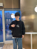 Calvin Klein Jeans秋季男士簡(jiǎn)約通勤ck疊印字母休閑純棉圓領(lǐng)衛衣J323609 BEH-黑色 L 曬單實(shí)拍圖