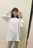 嫻柔    白色t恤女秋冬寬松內搭疊穿長(cháng)袖圓領(lǐng)打底衫中長(cháng)款下擺開(kāi)叉 白色開(kāi)叉款 M 曬單實(shí)拍圖
