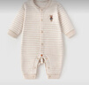 babylove嬰兒連體衣春秋季純棉中開(kāi)哈衣居家爬服彩棉長(cháng)袖睡衣百天寶寶衣服 無(wú)染彩棕-條紋 90cm 曬單實(shí)拍圖