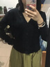 矜持范短款V領(lǐng)針織衫女外套女毛衣早秋新款針織衫長袖小眾收腰上衣秋季 WYSLM黑色 S 曬單實(shí)拍圖