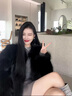 她芙（tafu）品牌女裝狐貍毛皮草外套女2025秋冬新款韓版氣質(zhì)保暖小個(gè)子大衣 黑色 M 建議95-105斤 曬單實(shí)拍圖