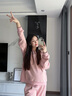 苒琦媽咪孕婦裝2025秋裝新款套裝寬松上衣衛衣洋氣大碼托腹褲時(shí)尚款兩件套 粉色套裝（春秋款） L 曬單實(shí)拍圖