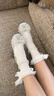 Lily Wei銀色仙女鞋溫柔單鞋蝴蝶結一字帶婚鞋粗跟高跟鞋大碼純欲不累腳 銀色【跟高7cm】 38 曬單實拍圖