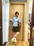 LDBE軟糯藍色圓領蝴蝶結小羊針織衫女上衣寬松冬季設計感慵懶風毛衣潮 藍色 S 曬單實拍圖