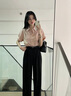 紅蜻蜓西裝闊腿褲女2025年春季新款女裝加絨窄版垂感直筒休閑女士褲子女 黑色長褲-常規(guī) L 曬單實(shí)拍圖