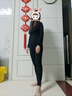 朵伶詩兒新款保暖內(nèi)衣女士打底秋衣秋褲兩件套女學(xué)生豎紋顯瘦線衣線褲 黑色【彈力修身】套裝 均碼 【80-140斤】 曬單實拍圖