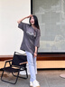 Foss Phil短袖t恤男女士夏季麂皮絨美式潮流簡(jiǎn)約印花打底衫男裝DT11深灰XL 曬單實(shí)拍圖