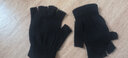 糜嵐手套保暖男半截秋冬男半指露指半截手套防寒學(xué)生打寫(xiě)字觸屏毛線(xiàn)手 純黑色1雙 曬單實(shí)拍圖