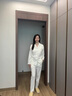 雅鹿帶胸墊睡衣女士純棉一體新款春秋家居服冬季開(kāi)衫套裝長(cháng)袖褲可外穿 02K591 女-L 曬單實(shí)拍圖