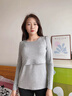 Mom Jane哺乳上衣t恤秋衣孕婦保暖內(nèi)衣莫代爾喂奶內(nèi)搭打底衫春秋款帶胸墊 雅灰色【柔滑莫代爾-帶胸墊】 M 曬單實拍圖