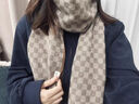 Lagur100%Cashmere「經(jīng)典棋盤(pán)格」純山羊絨圍巾冬季保暖圍脖禮盒裝送禮 棕色 30*180cm 曬單實(shí)拍圖