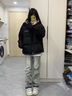 燦圖棉衣棉服女秋冬季字母印花加厚保暖面包服休閑寬松棉襖外套情侶裝 黑色 L 【建議100斤到115斤】 曬單實拍圖