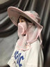 茉竹緣帽子女新款冰絲大檐遮陽(yáng)帽戶(hù)外防曬面罩騎車(chē)涼帽透氣采茶太陽(yáng)帽子 冰絲【花好月圓】粉色 帽子+面紗+防風(fēng)繩 曬單實(shí)拍圖