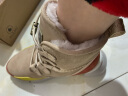 AU&MU澳洲雪地靴女冬季皮毛一体防滑坡跟短筒靴子男女大码羊毛加绒棉鞋 201沙色/红色 37 实拍图