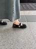 花丫花丫法式復(fù)古平底瑪麗珍單鞋女2024女鞋夏季休閑淺口方頭黑色小皮鞋女 平底皮鞋女【黑色36】 偏小一碼 曬單實拍圖