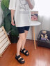 達(dá)芙妮厚底涼鞋女款夏季2024新款魔術(shù)貼沙灘涼鞋百搭配裙子外穿休閑涼鞋 黑色 37 曬單實(shí)拍圖