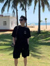 OEHE夏季純棉短袖t恤男士冰絲薄款寬松半袖T休閑男裝上衣服情侶五分衫 秀紅色 XL 曬單實(shí)拍圖