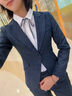 媛可職西裝職業(yè)套裙女2020秋冬新款韓版時(shí)尚工作服經(jīng)理工裝高端商務(wù)正裝套裝 單件深藍西裝 L 曬單實(shí)拍圖
