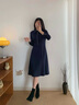 愛(ài)特愛(ài)（EITIE）顯瘦通勤百搭時(shí)尚長(cháng)袖連衣裙秋季新款大牌A字polo裙D2407405 深海藍31 S 155 曬單實(shí)拍圖