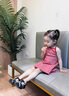 伊蘭調女童夏季新款紅格子連衣裙小女孩洋氣吊帶裙兒童女寶寶系帶短裙 紅色格子吊帶 100碼【適合24-30斤】 曬單實(shí)拍圖