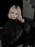 斐莉玥PU皮羽絨服女短款2025年新款韓版寬松百搭皮衣女秋冬外套白鴨絨 米白色(PU皮) M 曬單實(shí)拍圖