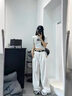 凡小如牛仔褲子女秋冬休閑闊腿直筒褲2024年新款百搭寬松垂感拖地長(cháng)褲 白色 S 【褲長(cháng)100cm】 曬單實(shí)拍圖