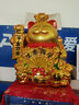 金色招財(cái)貓大號招財(cái)貓擺件自動(dòng)搖手店鋪開業(yè)禮品收銀前臺辦公室陶瓷發(fā)財(cái)貓 036-2 大號（高31厘米） 插電電池兩用 搖手 曬單實(shí)拍圖