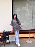 Foss Phil短袖t恤男女士夏季麂皮絨美式潮流簡(jiǎn)約印花打底衫男裝DT11深灰XL 曬單實(shí)拍圖